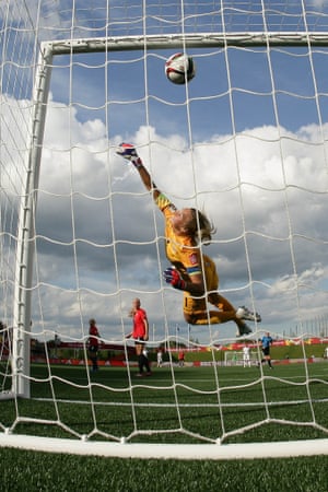 The ball hits the back of Norwegian goalkeeper Ingrid Hjelmseth’s net during the Fifa Women’s World Cup match between Norway and England in Ottawa, Canada. Lucy Bronze scored the winner as England progressed to the quarter-finals to face hosts Canada.