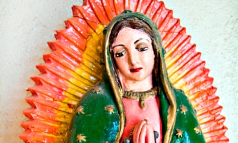 Statue of Virgin of Guadalupe in St. Francis Cathedral, Santa Fe, New Mexico.