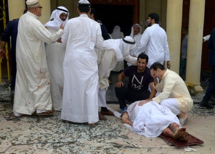 The aftermath of Friday’s blast at the Imam Sadiq mosque in Kuwait City
