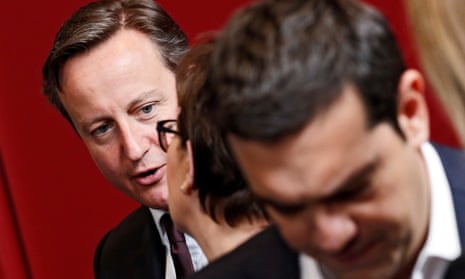 David Cameron (L) and the Greek prime minister Alexis Tsipras at the EU summit this week.