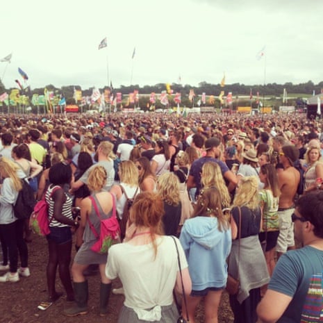 One corner of Clean Bandit's huge crowd at the Other stage. #guardianglasto #glasto2015