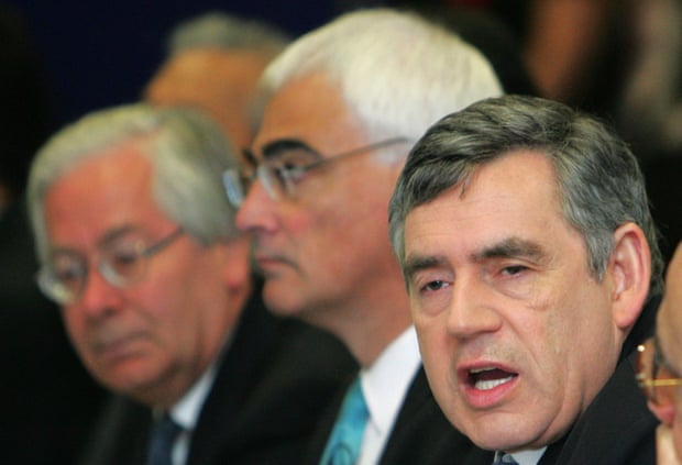 Mervyn King, Gordon Brown and Alistair Darling.