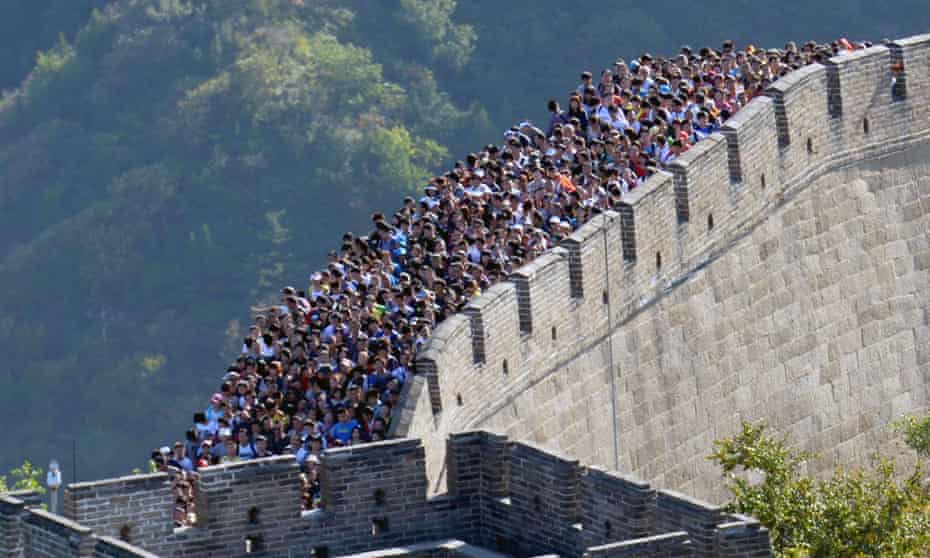 Visitors to the Great Wall of China just north of Beijing.