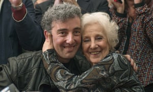 Estela de Carlotto and Ignacio hugging
