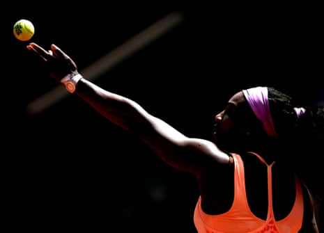 Serena lines up a serve.