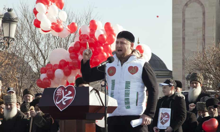 Chechen president Ramzan Kadyrov speaks at a rally earlier this year.