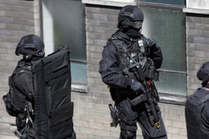 Armed police at the scene of operation Strong Tower, testing their tactical response to emergencies