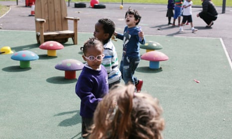 Young pupils play at school