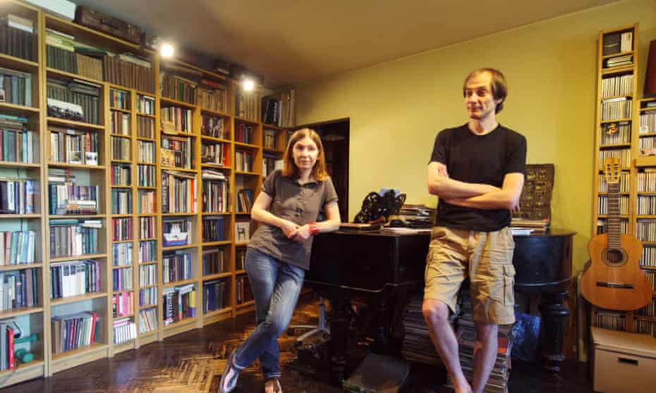 Liza Lerer and her husband at her apartment in Moscow