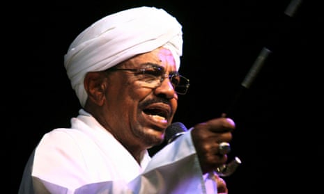 Sudan's Omar al-Bashir speaks to the crowd after a swearing-in ceremony at green square in Khartoum.