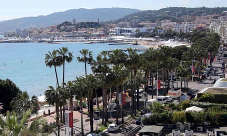 A general view shows the Croisette and the bay of Cannes 