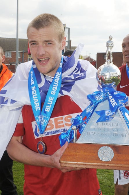 Fleetwood's Vardy celebrates winning the Blue Square Bet Premier in 2011-12.