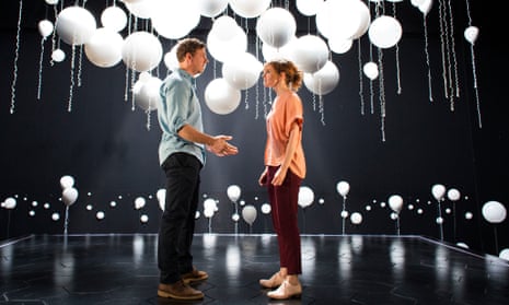 Joe Armstrong as Roland and Louise Brealey as Marianne in Constellations.