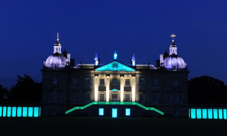 James Turrell lights up the west facade of Houghton Hall in Norfolk.
