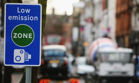 A low emission zone sign in London.