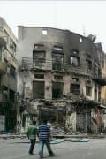 An apartment building in Aden, Yemen destroyed by artillery fire on April 2nd.