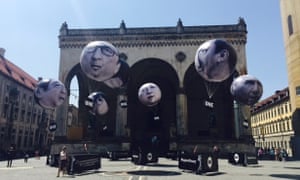 Anti-poverty activists from One campaign installed large balloons bearing the faces of G7 leaders, arguing that the world’s poorest deserved ‘more than hot air’ at the talks.