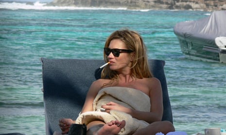 Kate Moss on beach in the Caribbean