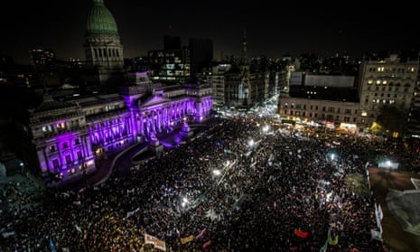 Thousands take part in a demonstration demanding policies to prevent femicides in Buenos Aires, Argentina.