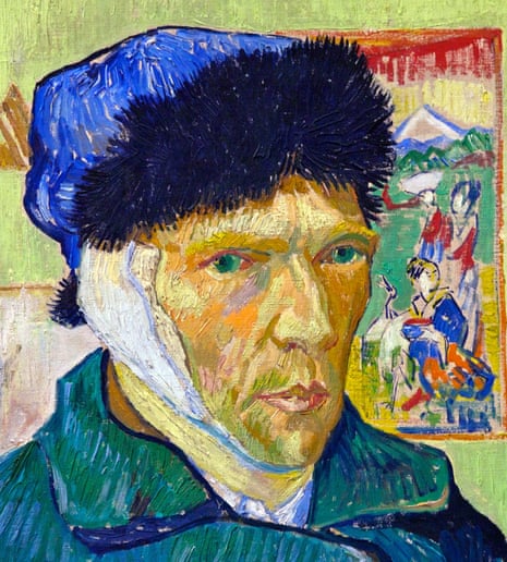 A detail from Vincent van Gogh’s Self-portrait with Bandaged Ear, 1889. The artist expressed his frustration at the impact his mental illness had on his work. 