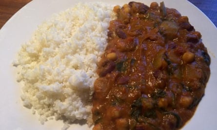 Vegan curry with caulifower couscous.
