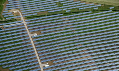 Solar farm in Milton Keynes, Buckinghamshire, UK.