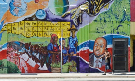 Mural illustrating President of Haiti Michel Martelly, in Little Haiti neighborhood in Miami (2013).