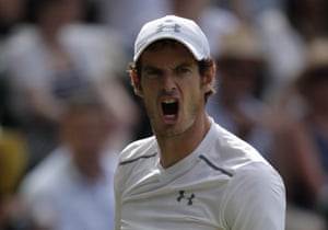 Andy Murray fights hard to stay in the set.