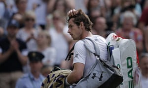 Andy Murray walks off court after his defeat.