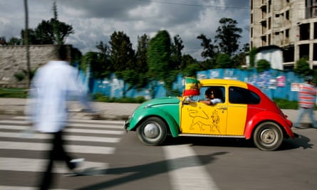 A car driving through Addis Ababa