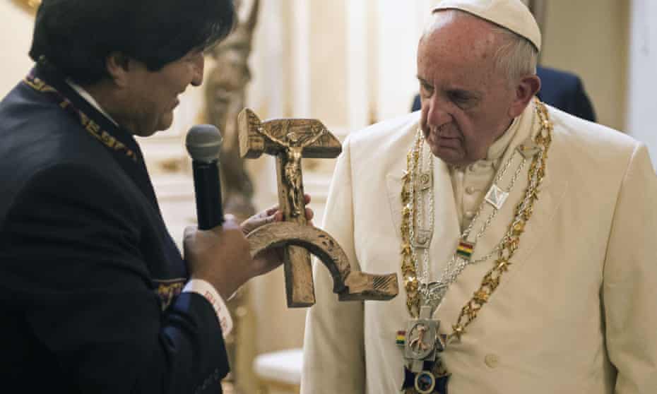 evo morales pope francis crucifix