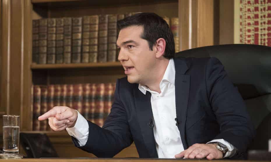 Greek prime minister Alexis Tsipras during his interview on state television
