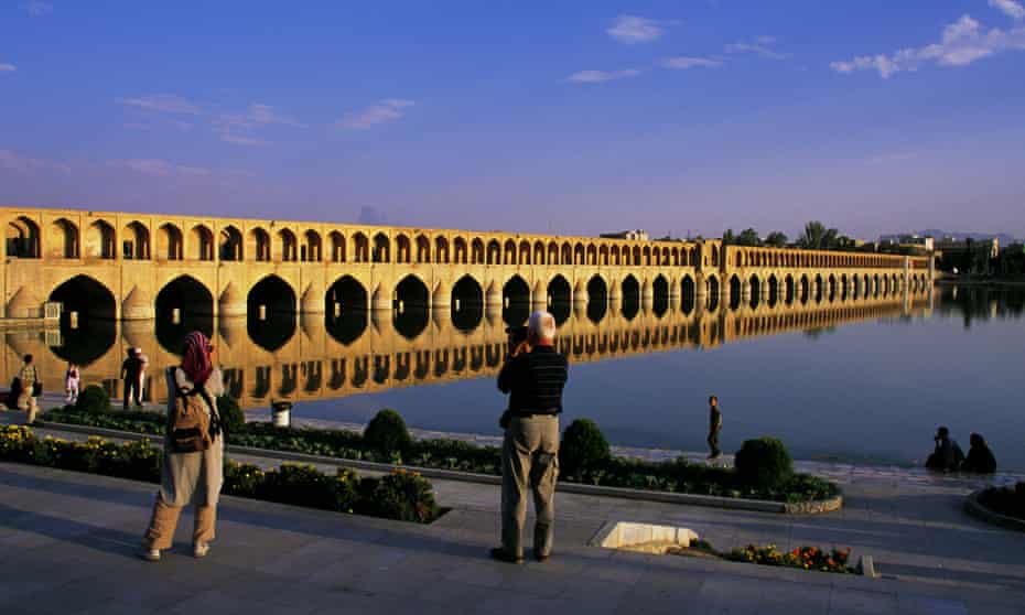 The Siosepol bridge, whose name means bridge of 33 arches, in Isfahan, Iran's top tourist destination. It crosses Zayandeh Rud, the “life-giving river”, connecting two halves of the city build during the Safavid dynasty.