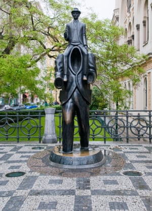 Statue of Franz Kafka in Prague.