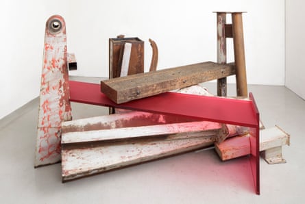 Terminus (2013), one of Anthony Caro's last sculptures, blends steel, jarrah wood and frosted red Perspex.