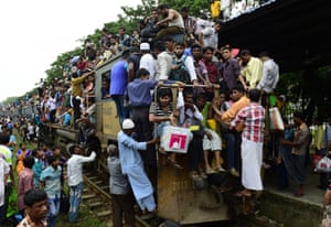 Travellers on a train in Bangladesh