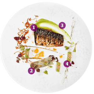Flame-grilled mackerel with avocado, Celtic mustard and shiso: the Ledbury, London W11.