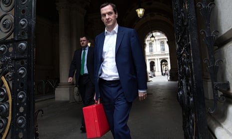 George Osborne with a red briefcase