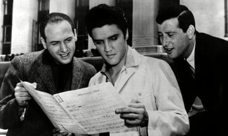 Jerry Leiber with Elvis Presley and Mike Stoller.