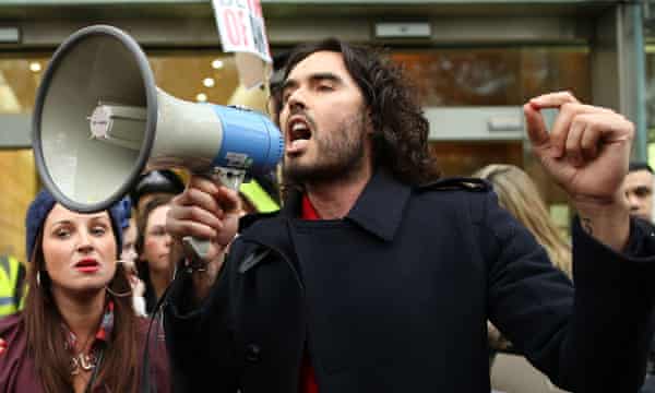 On message … comedian Russell Brand