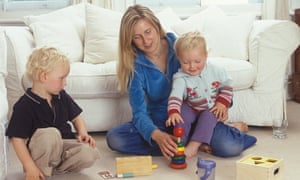 mother playing with her children