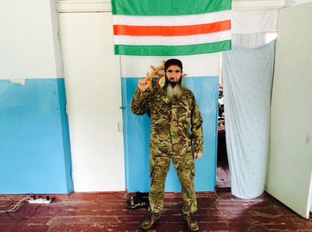 “Muslim”, commander of the Sheikh Mansur volunteer battalion, fighting with Ukrainian forces outside Mariupol.