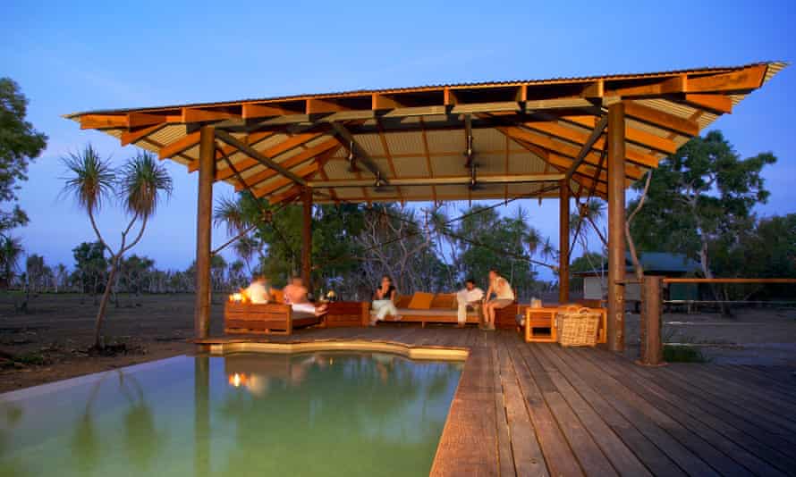 The swimming pool meets the bush at Bamurru plains – a safari experience driving distance from Darwin.