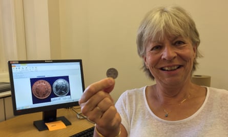 Becky Jennings with the silver 2p coin