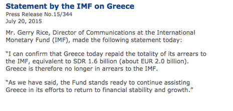 IMF statement on Greece