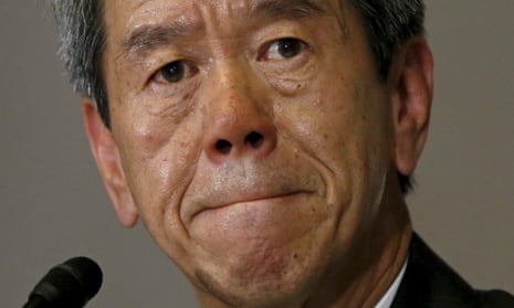 Toshiba president Hisao Tanaka pictured at a Tokyo news conference about accounting issues in May 2015.