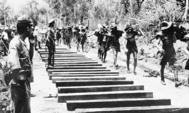 Forced labour: Allied PoWs working on the Burma railway.