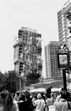 <strong>Nightingale Estate, Hackney Downs, 1999 </strong>Hackney Council decided that many of their high-rise blocks were failures as housing and decided to blow them up. Of the six towers that made the estate, five were demolished. Since 2003, low-rise buildings have been constructed where the blocks once stood