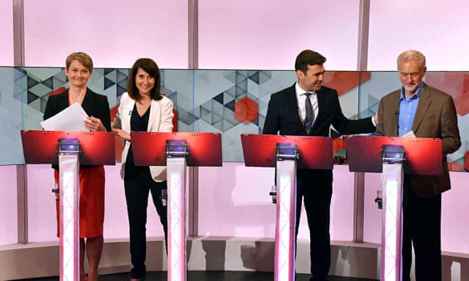 Yvette Cooper, Liz Kendall, Andy Burnham and Jeremy Corbyn during a Labour leadership debate on BBC1