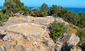 Ancient hellenistic theatre at the temple of Great Gods at Samothrace island in Greece